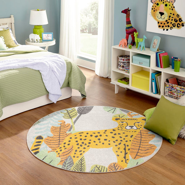 Playful Patterns Collection Area Rug -  Puzzled Round Gray  lifestyle 43