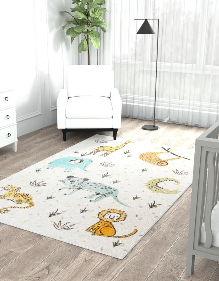 Playful Patterns Collection Area Rug -  Spatter Rectangle Ivory  lifestyle 2