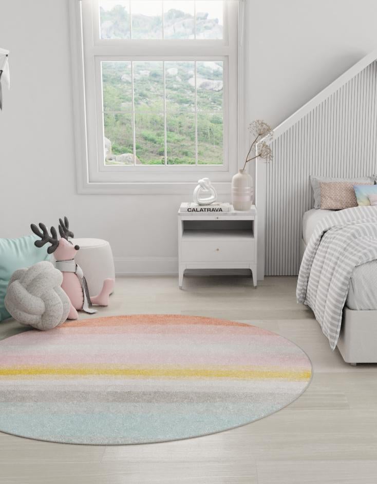 Playful Patterns Collection Area Rug -  Dreamland Round Multi  lifestyle 25