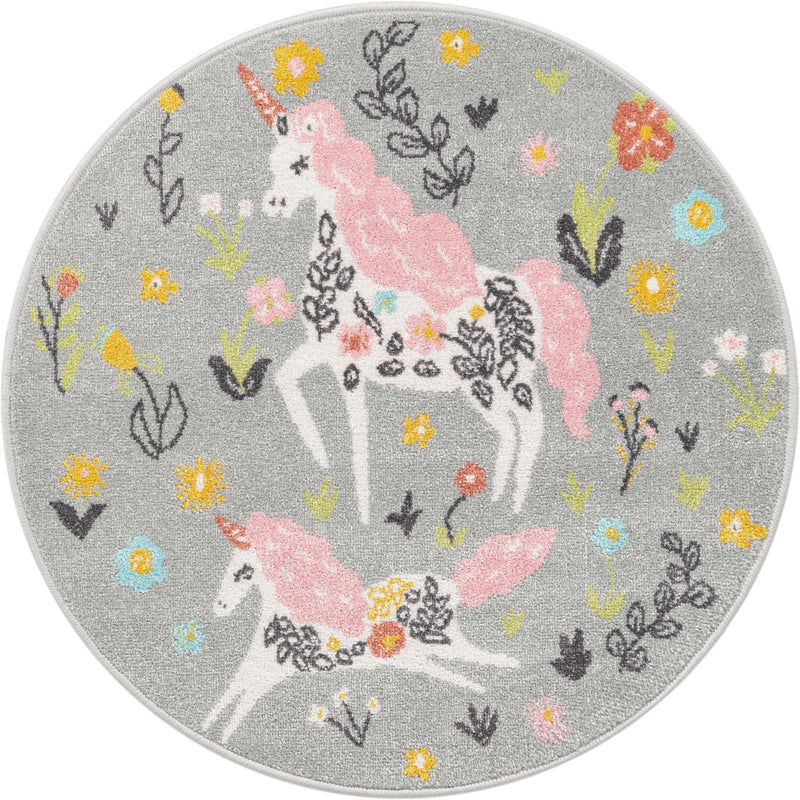 Playful Patterns Collection Area Rug -  Hued Round Gray  lifestyle 17