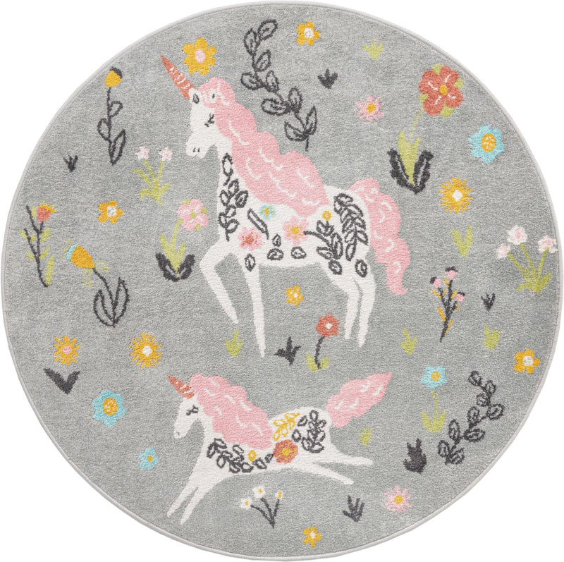 Wonder Tykes Collection Area Rug -  Hued Round Gray  lifestyle 18