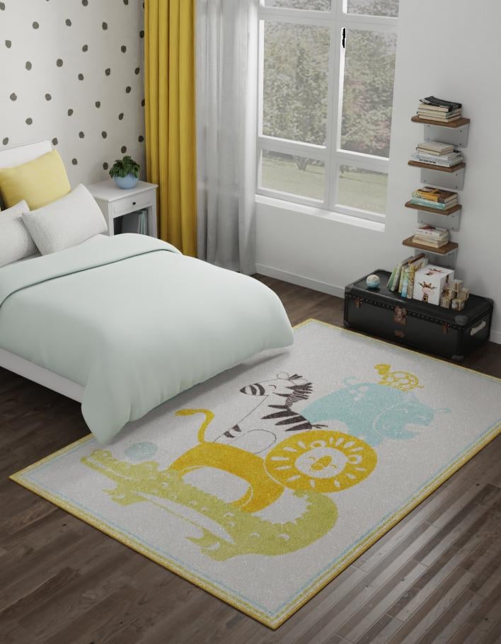 Playful Patterns Collection Area Rug -  Prismatic Rectangle Ivory  lifestyle 2