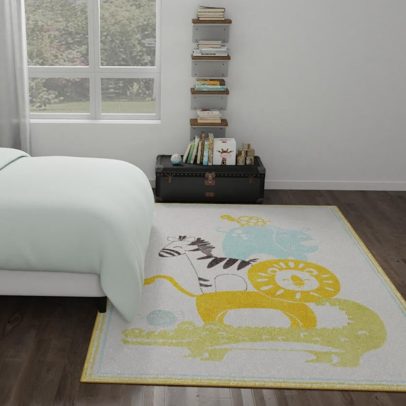 Playful Patterns Collection Area Rug -  Prismatic Rectangle Ivory  lifestyle 14