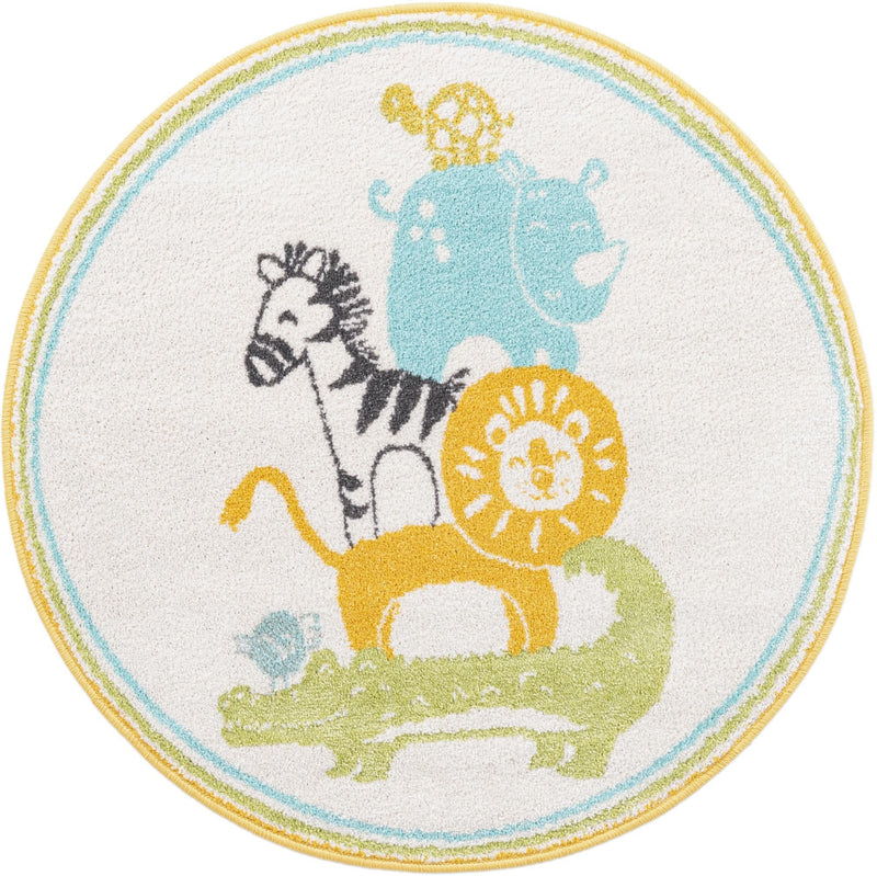 Playful Patterns Collection Area Rug -  Prismatic Round Ivory  lifestyle 17