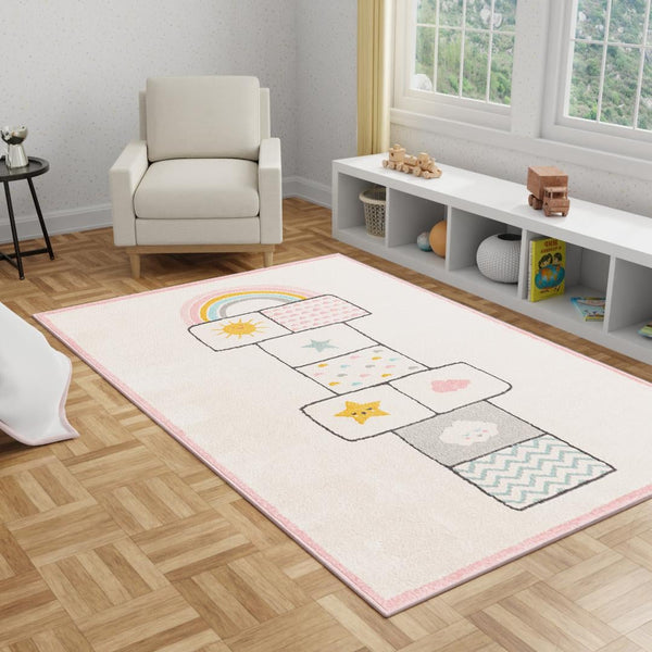 Playful Patterns Collection Area Rug -  Swirl Rectangle Ivory  lifestyle 15