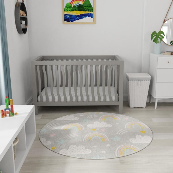 Playful Patterns Collection Area Rug -  Pixel Round Gray  lifestyle 53
