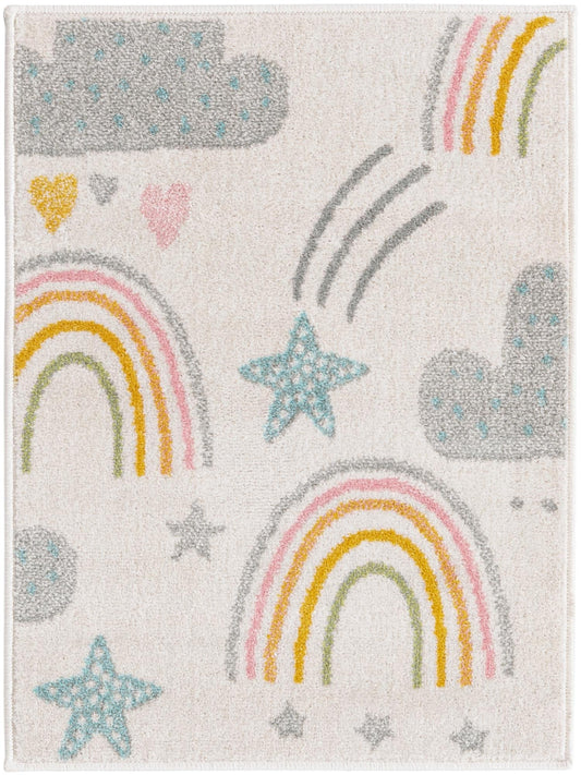 Playful Patterns Collection Area Rug -  Pixel Rectangle Ivory Main