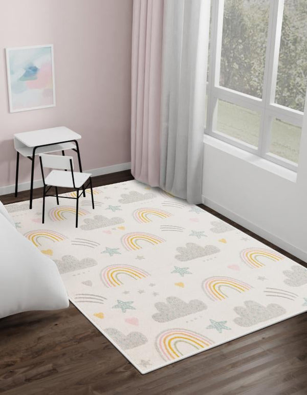 Playful Patterns Collection Area Rug -  Pixel Rectangle Ivory  lifestyle 3