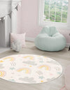 Playful Patterns Collection Area Rug -  Pixel Round Ivory  lifestyle 36