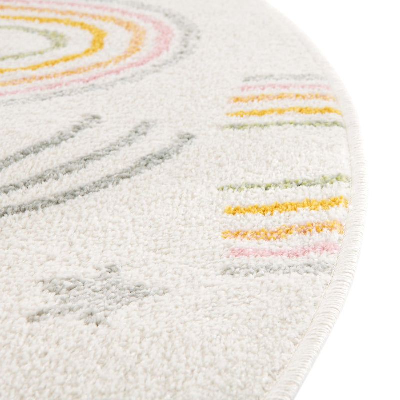 Playful Patterns Collection Area Rug -  Pixel Round Ivory  lifestyle 42