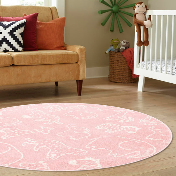 Playful Patterns Collection Area Rug -  Spectrum Round Pink  lifestyle 77