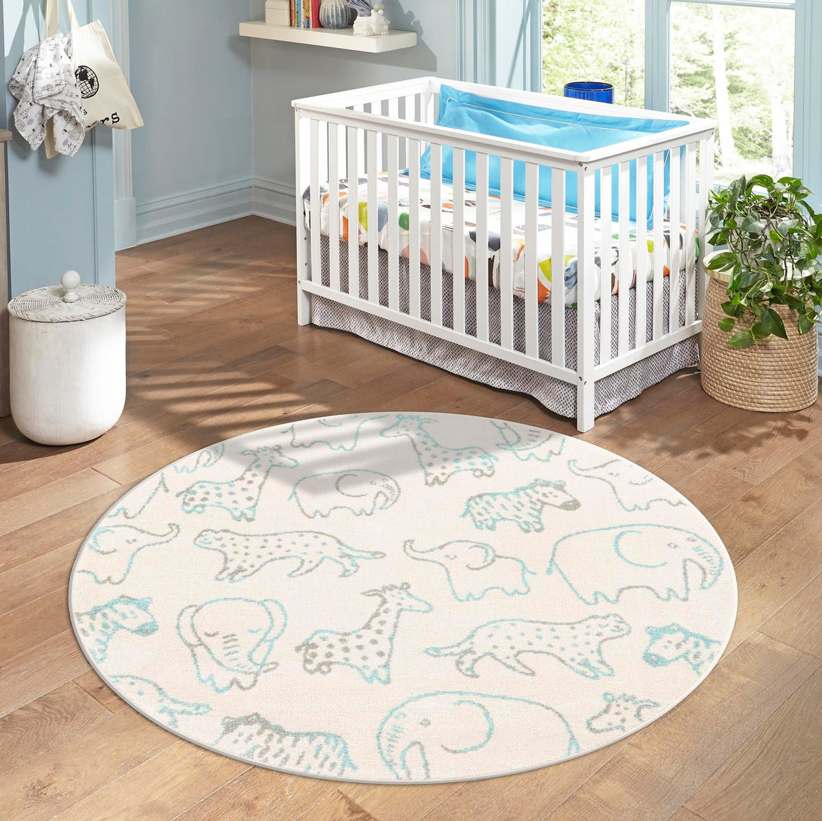 Playful Patterns Collection Area Rug -  Spectrum Round Ivory  lifestyle 72