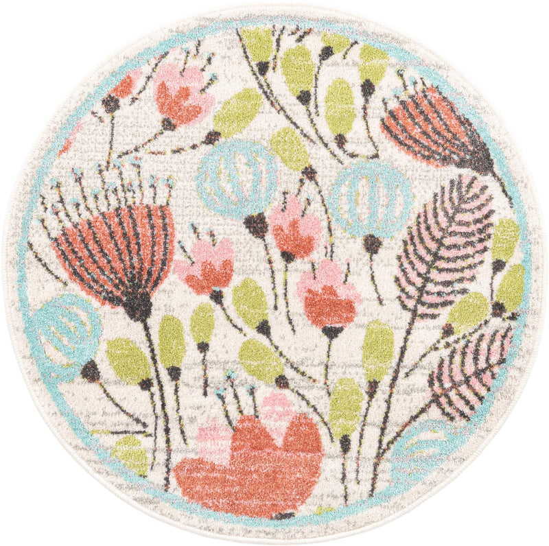 Playful Patterns Collection Area Rug -  Fantasy Round Ivory  lifestyle 17