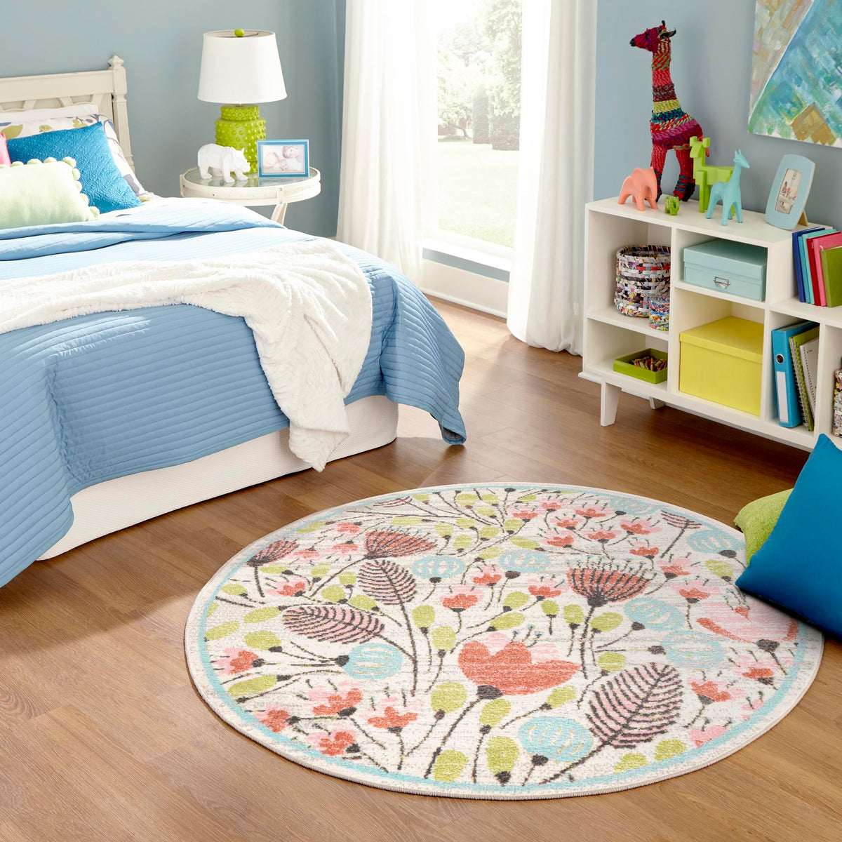 Playful Patterns Collection Area Rug -  Fantasy Round Ivory  lifestyle 77