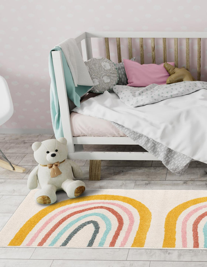 Playful Patterns Collection Area Rug -  Illusion Runner Ivory  lifestyle 22