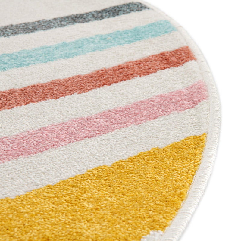 Playful Patterns Collection Area Rug -  Illusion Round Ivory  lifestyle 39