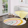 Playful Patterns Collection Area Rug -  Illusion Round Ivory  lifestyle 57