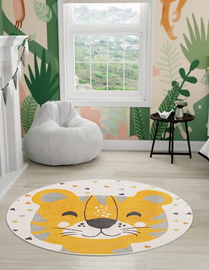 Playful Patterns Collection Area Rug -  Rainbow Round Ivory  lifestyle 19