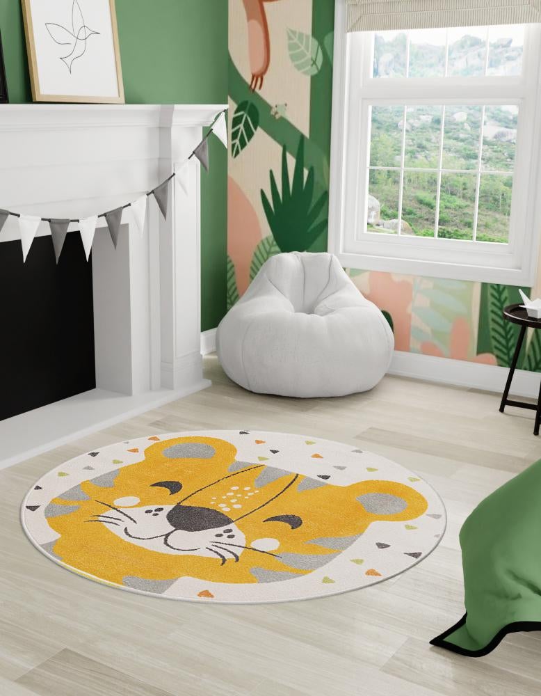 Playful Patterns Collection Area Rug -  Rainbow Round Ivory  lifestyle 21