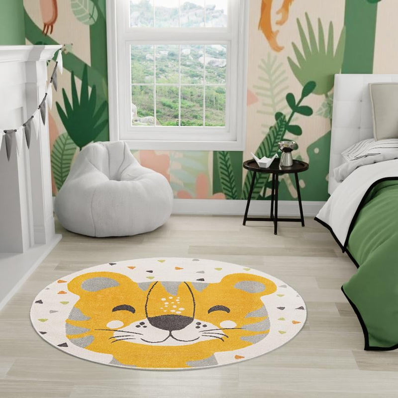 Playful Patterns Collection Area Rug -  Rainbow Round Ivory  lifestyle 44