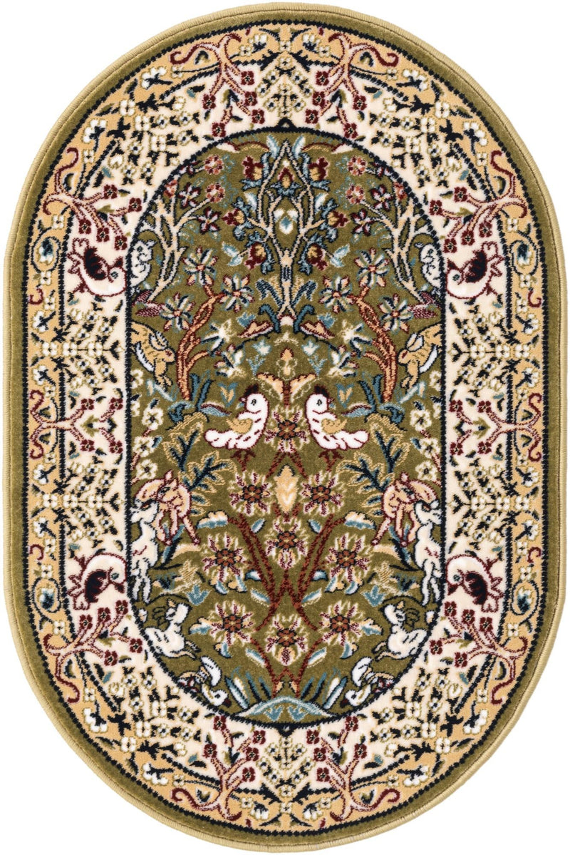 Persian Elegance Collection Area Rug -  Kerman (Green) Oval Green  lifestyle 10