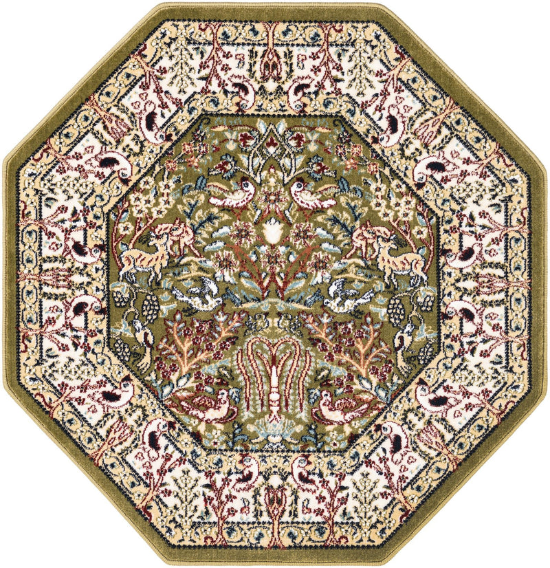 Persian Elegance Collection Area Rug -  Kerman (Green) Octagon Green  lifestyle 11