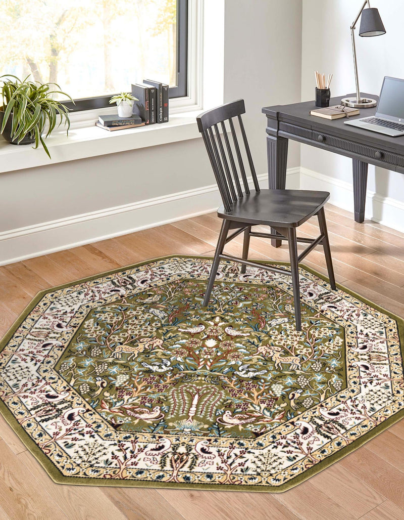 Persian Elegance Collection Area Rug -  Kerman (Green) Octagon Green  lifestyle 16