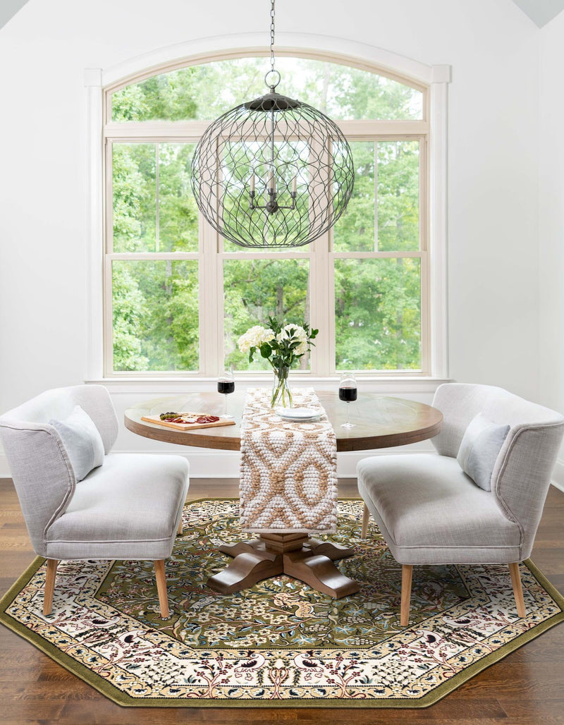 Persian Elegance Collection Area Rug -  Kerman (Green) Octagon Green  lifestyle 50