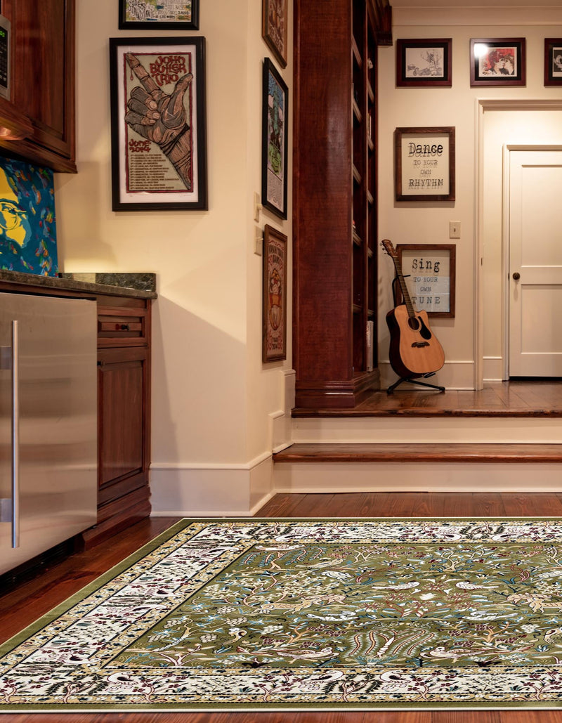 Persian Elegance Collection Area Rug -  Kerman (Green) Square Green  lifestyle 37