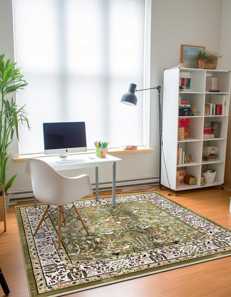 Persian Elegance Collection Area Rug -  Kerman (Green) Square Green  lifestyle 53