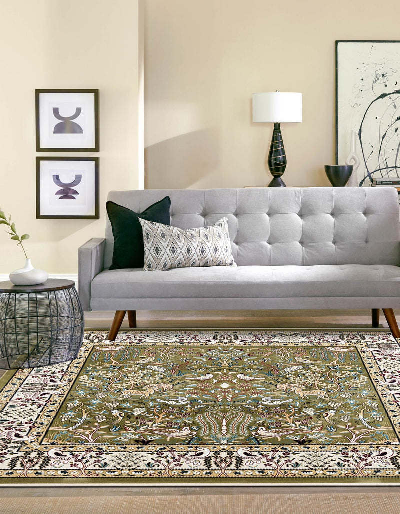 Persian Elegance Collection Area Rug -  Kerman (Green) Square Green  lifestyle 61