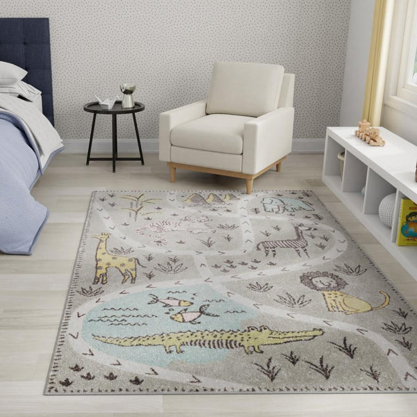 Playful Patterns Collection Area Rug -  Enigma Rectangle Gray  lifestyle 14
