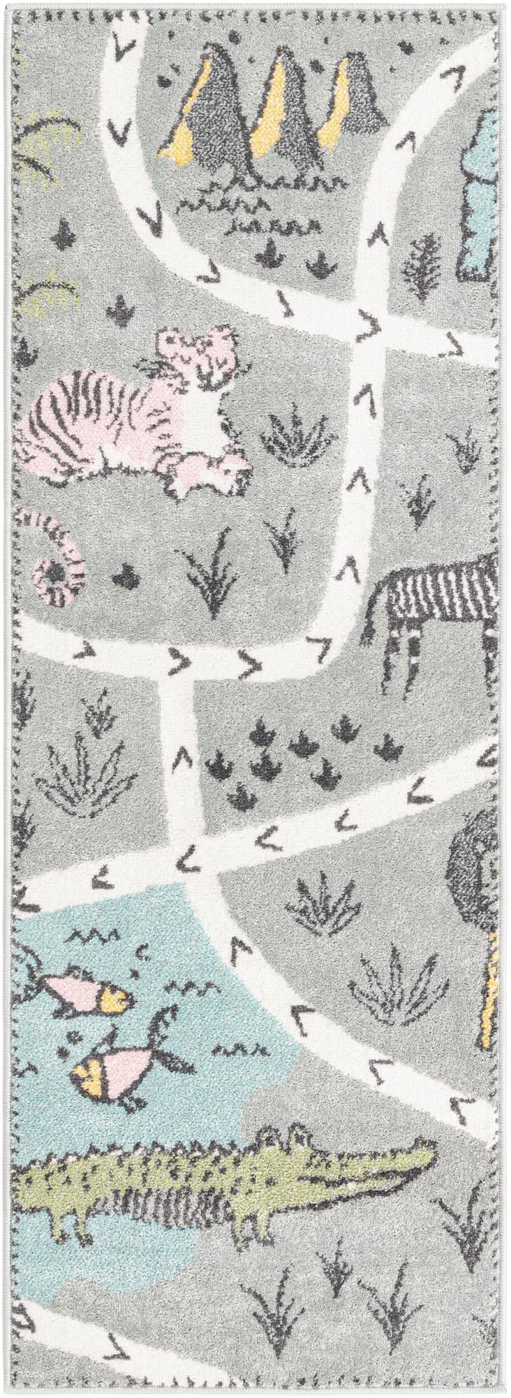 Wonder Tykes Collection Area Rug -  Enigma Runner Gray  lifestyle 20