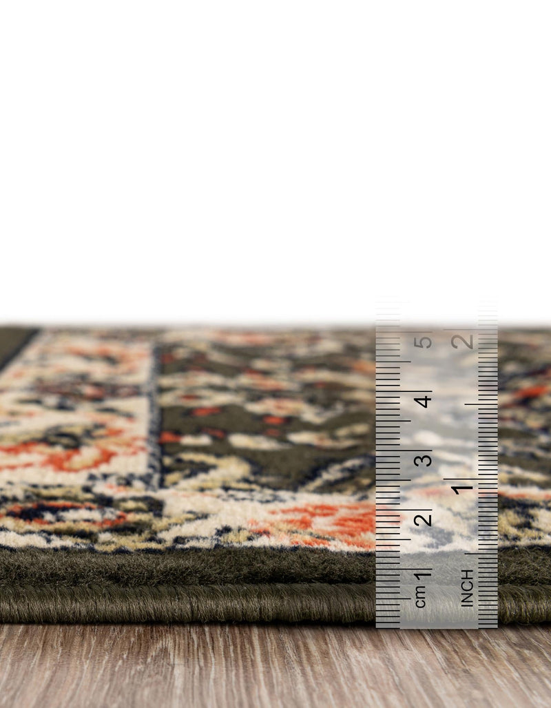 Isfahan Elegance Collection Area Rug - Naghsh-e Jahan (Green) Hearth Green  lifestyle 27
