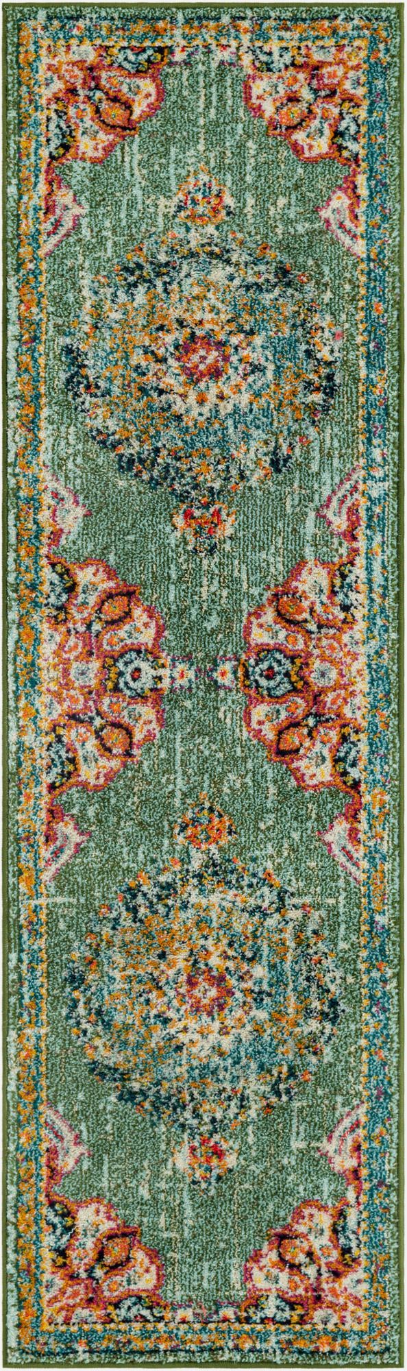 Brighton Terrace Collection Area Rug - Hove (Green) Runner Green  lifestyle 50