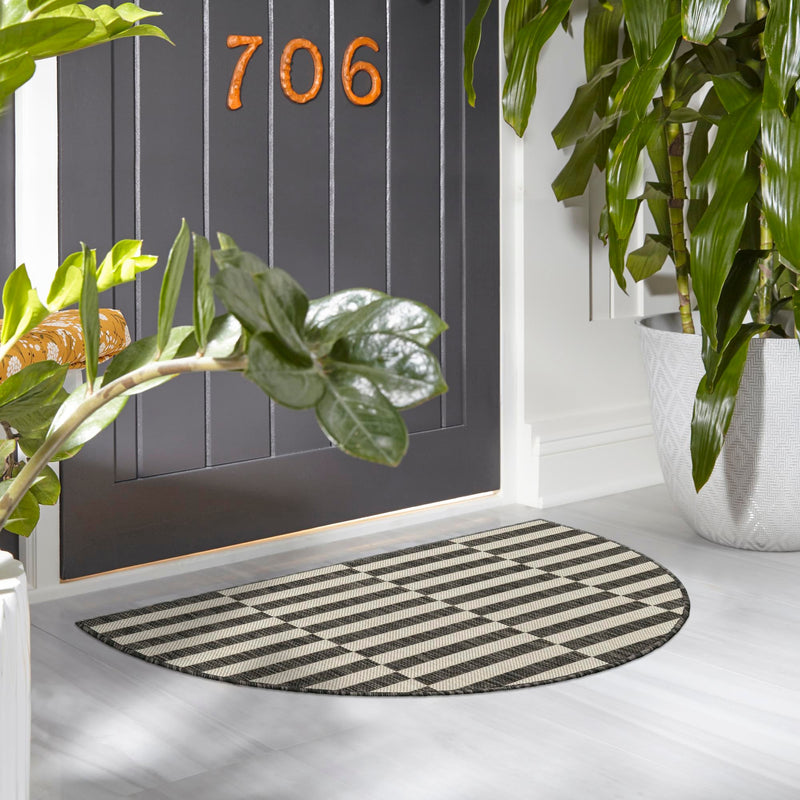 Patio Stripe Harmony Collection Area Rug - Cabana (Charcoal) Hearth Charcoal  lifestyle 18