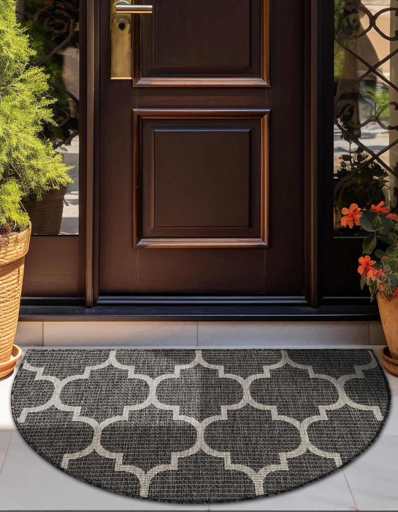 Garden Lattice Oasis Collection Area Rug - Arbor (Black) Hearth Black  lifestyle 2