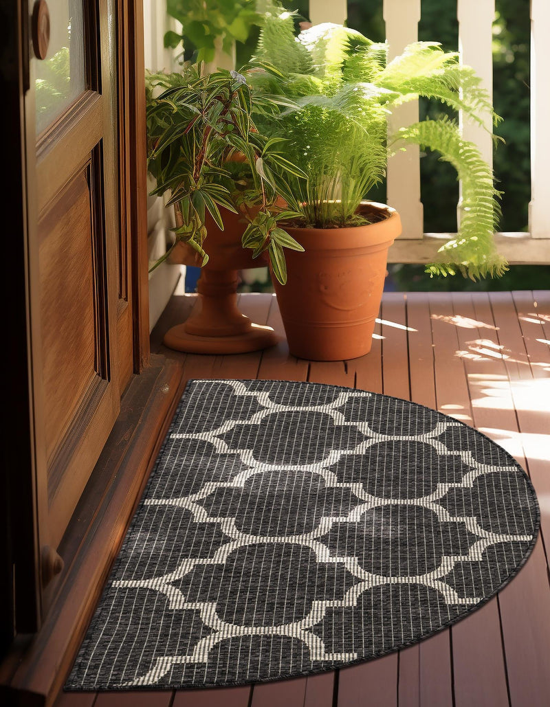 Garden Lattice Oasis Collection Area Rug - Arbor (Black) Hearth Black  lifestyle 3