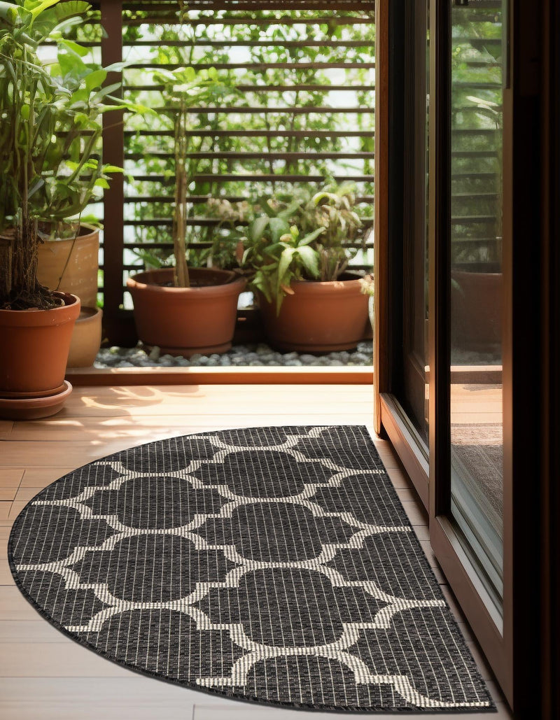 Garden Lattice Oasis Collection Area Rug - Arbor (Black) Hearth Black  lifestyle 4