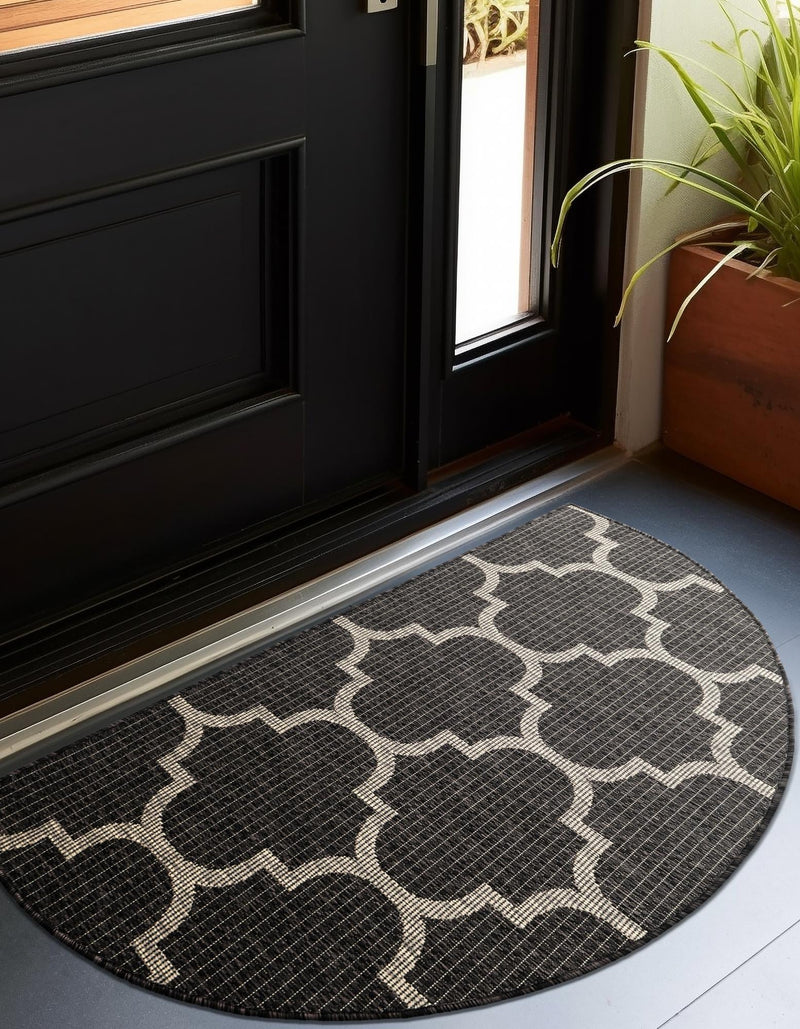 Garden Lattice Oasis Collection Area Rug - Arbor (Black) Hearth Black  lifestyle 5