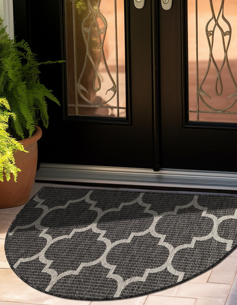 Garden Lattice Oasis Collection Area Rug - Arbor (Black) Hearth Black  lifestyle 9