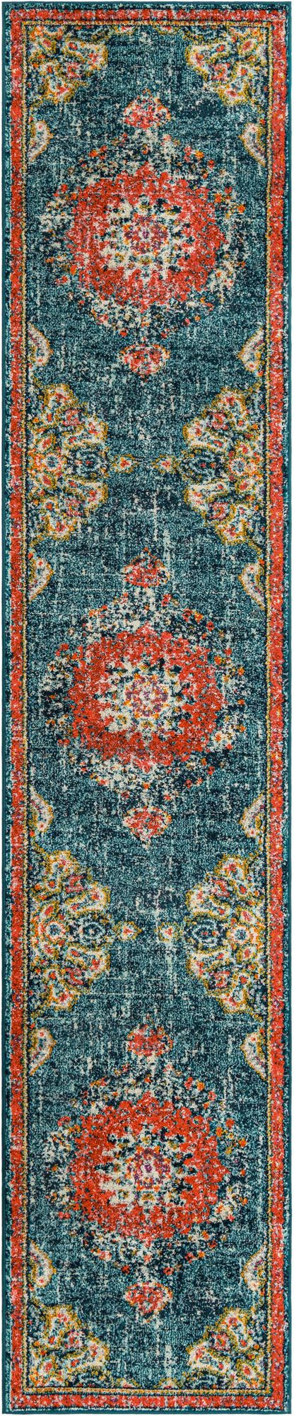 Brighton Terrace Collection Area Rug - Hove (Blue) Runner Blue  lifestyle 48