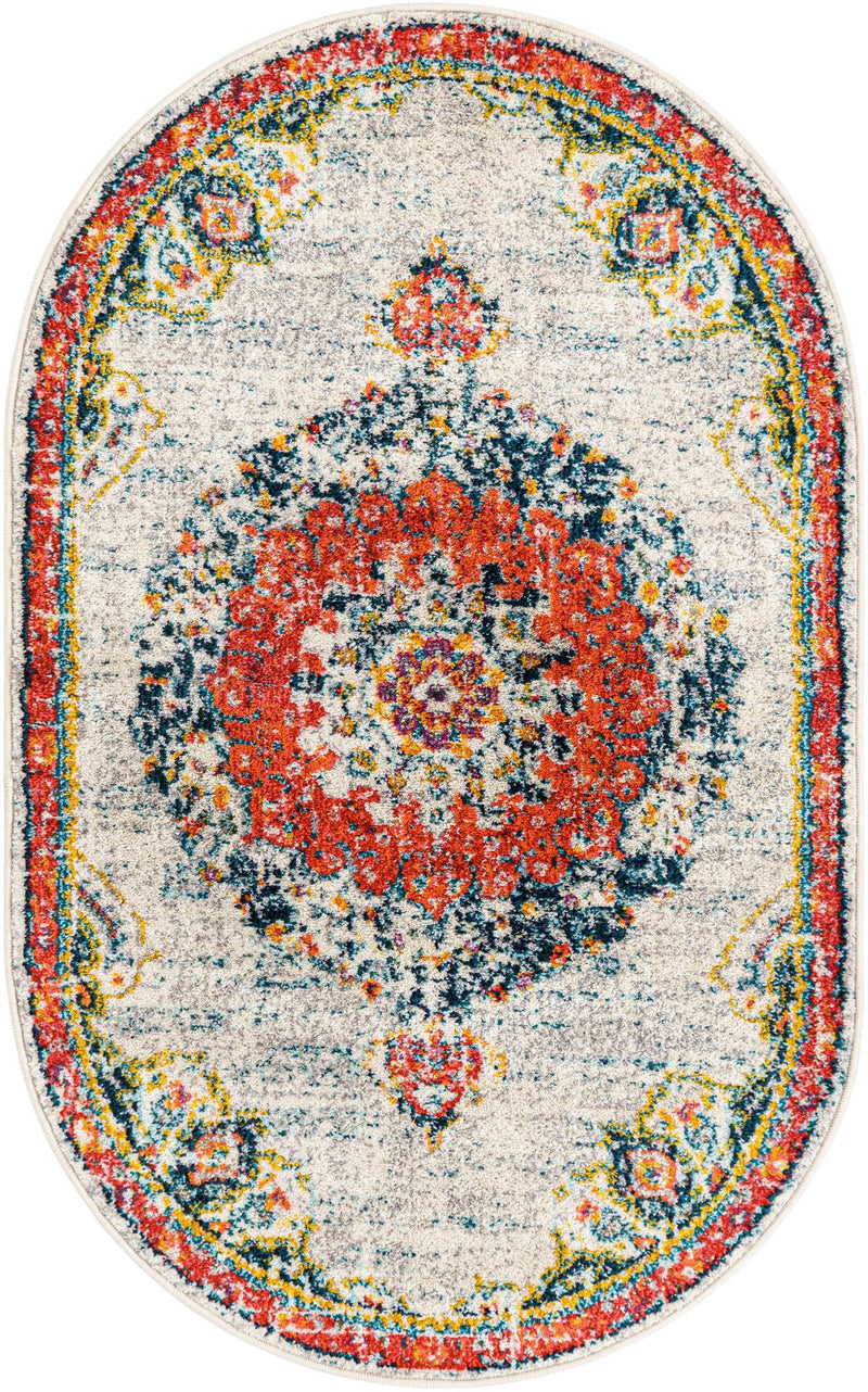 Brighton Terrace Collection Area Rug - Hove (Ivory) Oval Ivory  lifestyle 53