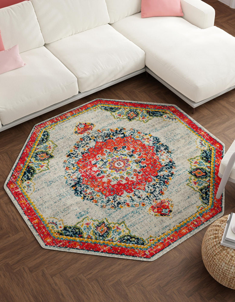 Brighton Terrace Collection Area Rug - Hove (Ivory) Octagon Ivory  lifestyle 25