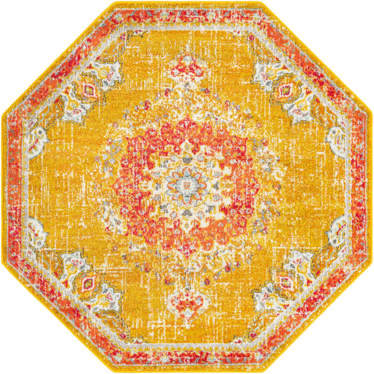 Brighton Terrace Collection Area Rug - Hove (Gold) Octagon Gold  lifestyle 23