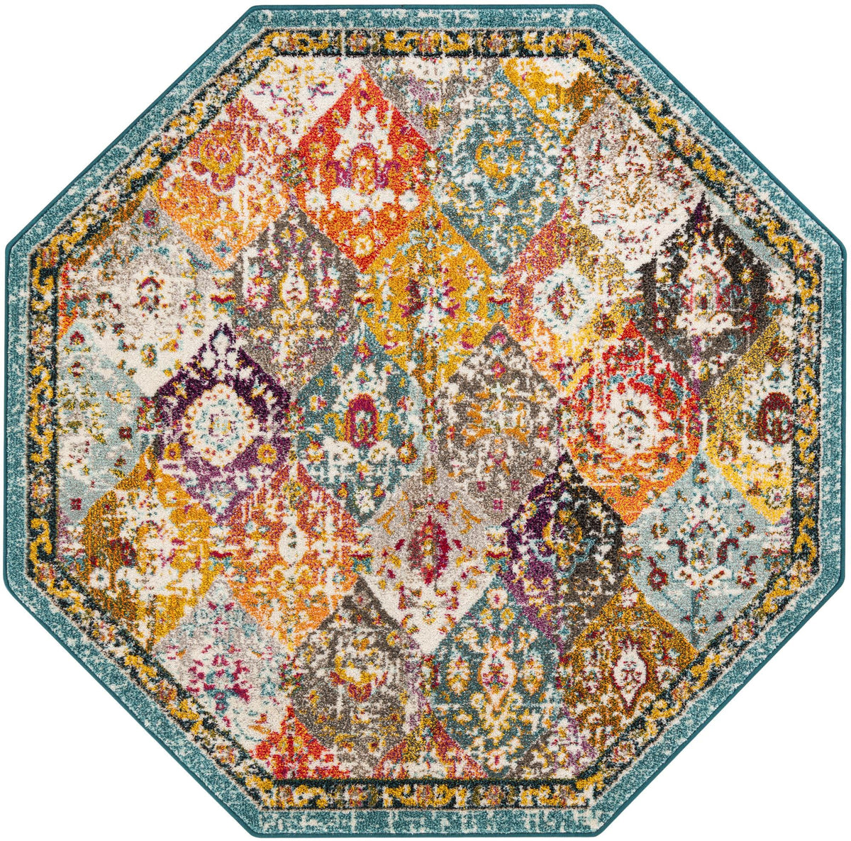 Brighton Terrace Collection Area Rug -  Rottingdean (Multi) Octagon Multi  lifestyle 22