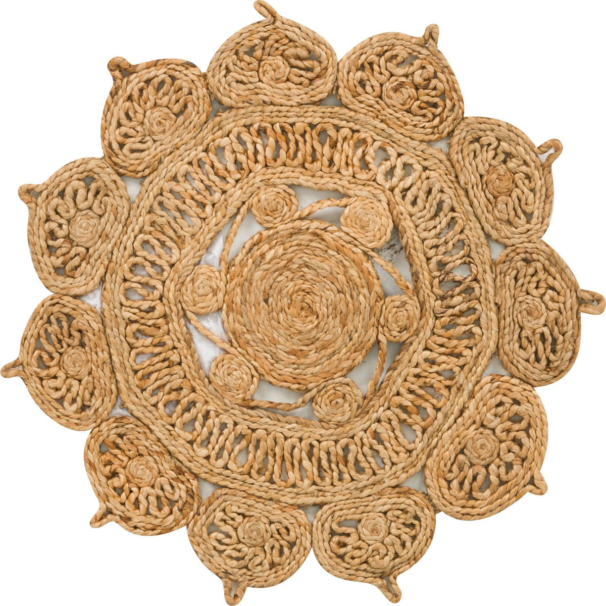 Woven Seaside Jute Collection Area Rug - Coastalhaven (Natural) Round Natural  lifestyle 3