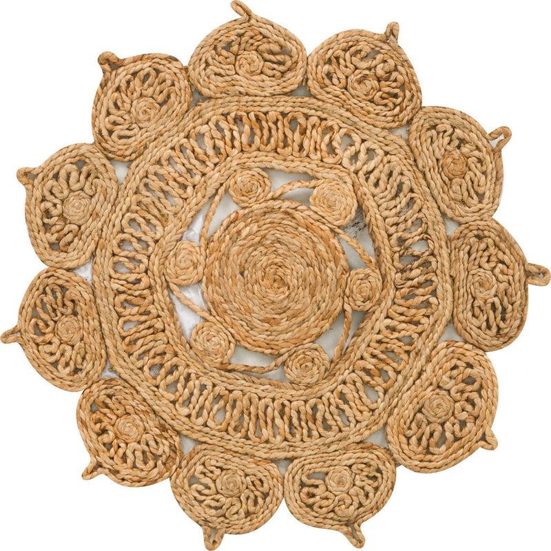 Woven Seaside Jute Collection Area Rug - Coastalhaven (Natural) Round Natural  lifestyle 3