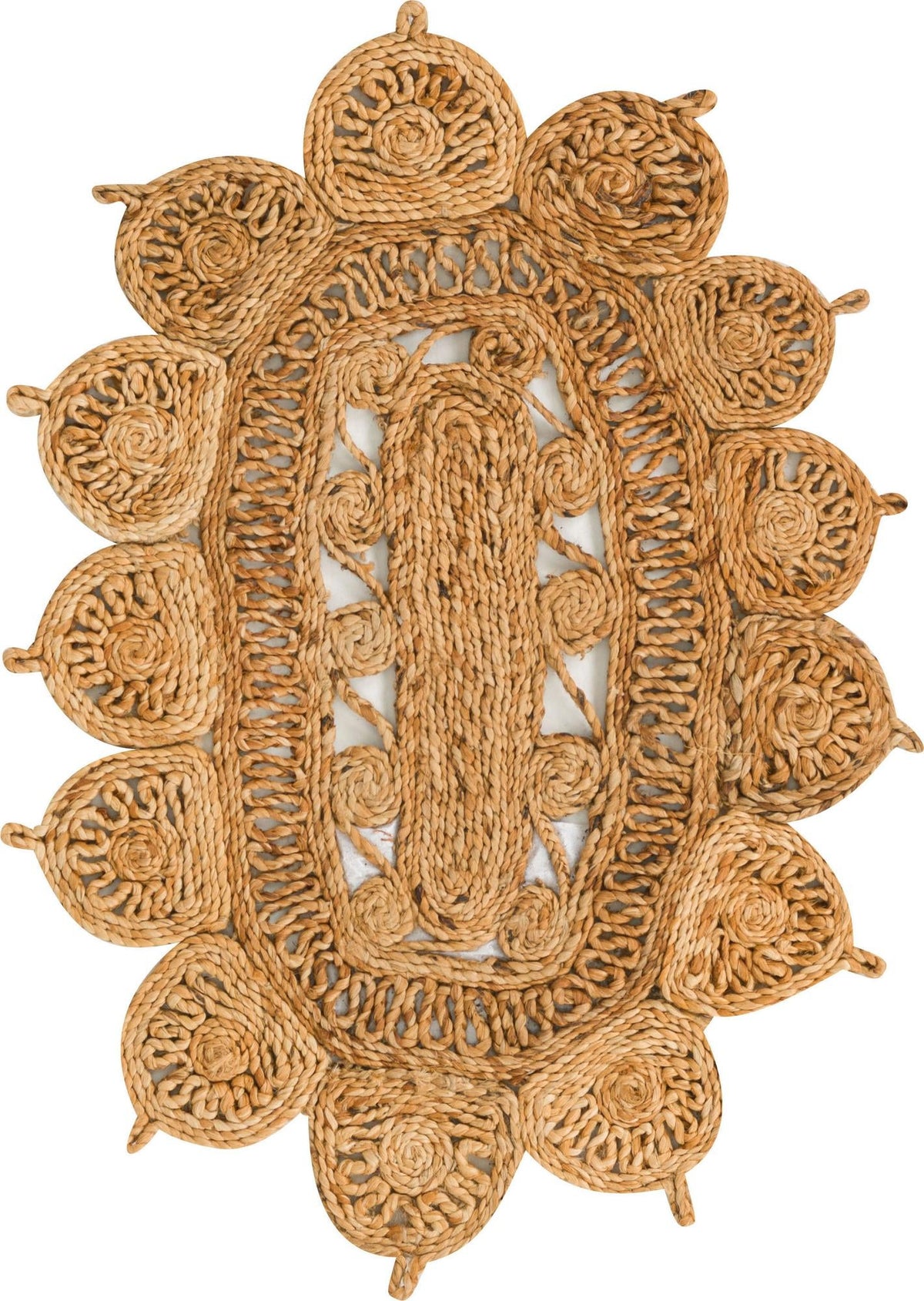 Woven Seaside Jute Collection Area Rug - Coastalhaven (Natural) Oval Natural  lifestyle 2