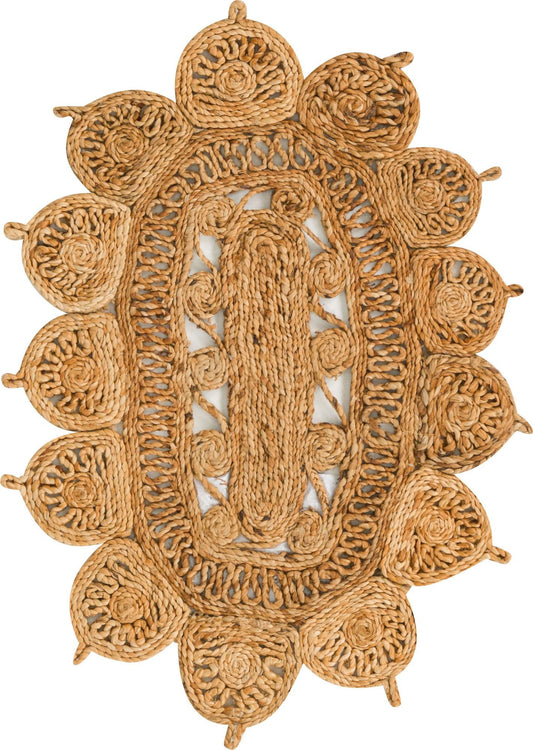 Woven Seaside Jute Collection Area Rug - Coastalhaven (Natural) Oval Natural  lifestyle 2
